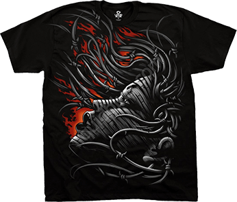 �������� Liquid Blue - Dark Fantasy Black Athletic T - Shirt - Barbed Wire