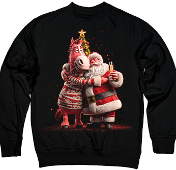 Санта та Кінь — святкове обіймання